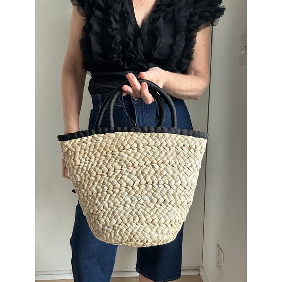 Wicker Handbag with little Black Bows chic Cute Top Handle bags It Girl - Picture 3 of 5